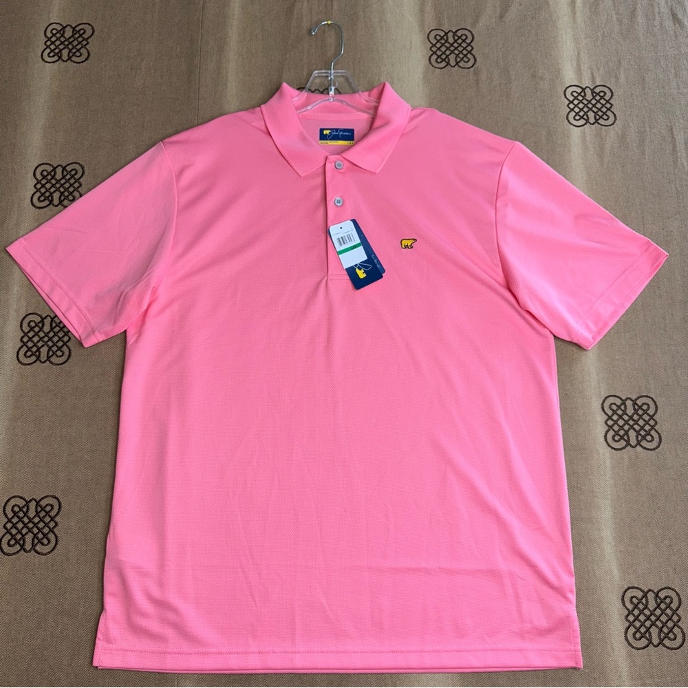 Jack Nicklaus NWT! Men'S Short Sleeve Solid Texture Polo Shirt In Ginger Pink